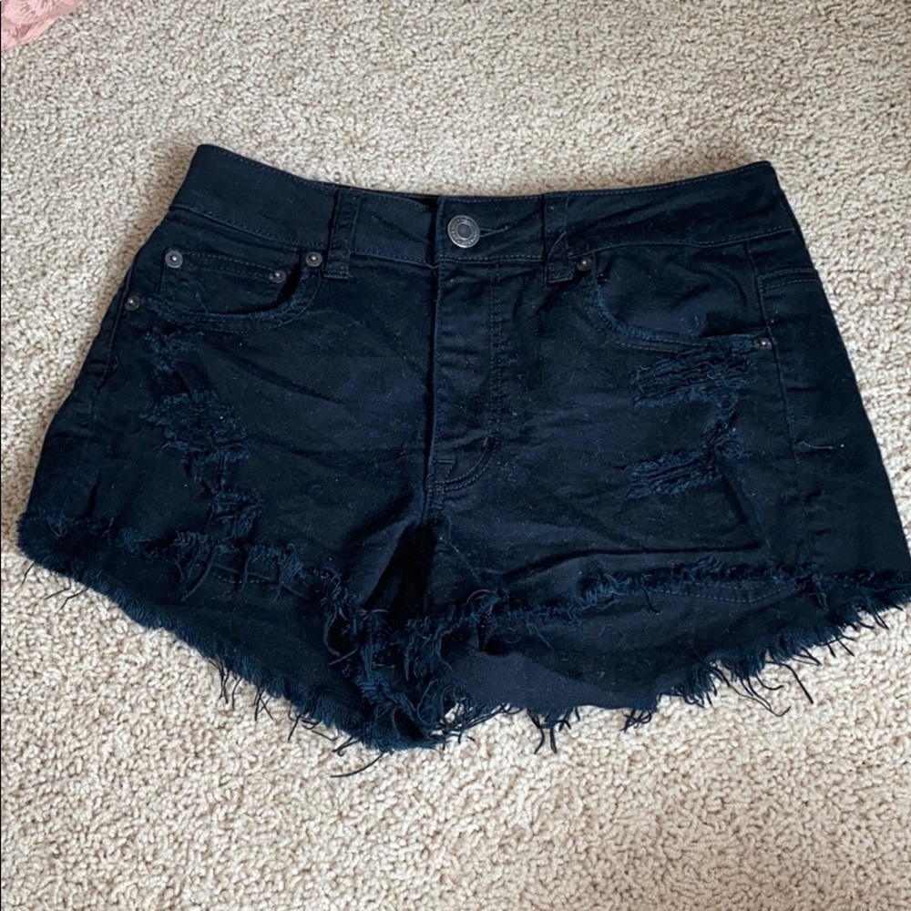 AEO stretch black Jean shorts
